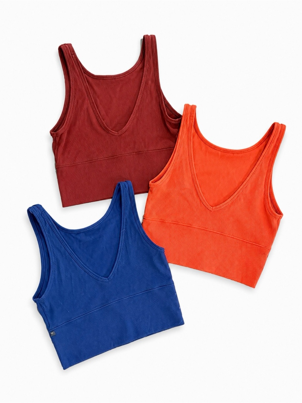 lululemon athletica Ribbed V-Neck Crop Tank - Blue, Rust & Orange